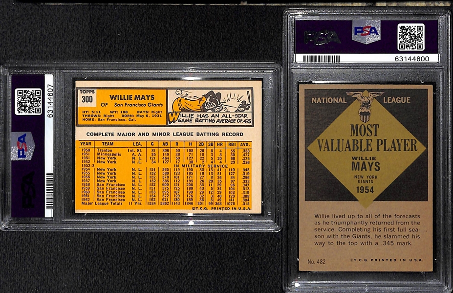Willie Mays Graded Lot - 1963 Topps #300 PSA 6 & 1961 Topps MVP #482 PSA 5.5