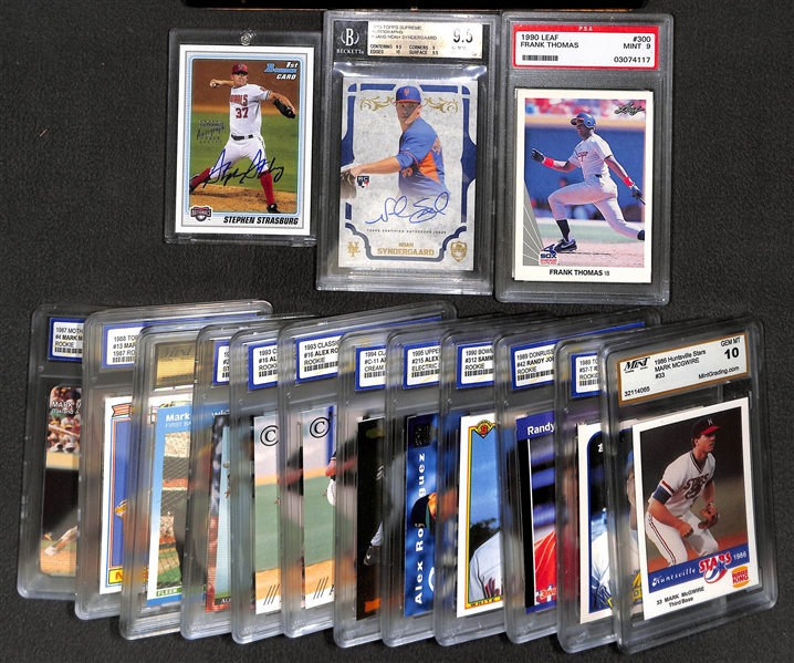 Lot of 16 Baseball Cards with 2010 Bowman Stephen Strasburg Autograph Rookie & (15) Graded Cards