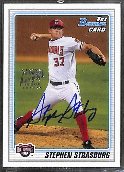 Lot of 16 Baseball Cards with 2010 Bowman Stephen Strasburg Autograph Rookie & (15) Graded Cards