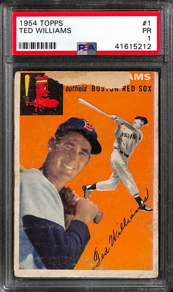 Lot of (60+) 1950s Baseball Cards w. 1954 Topps Ted Williams PSA 1