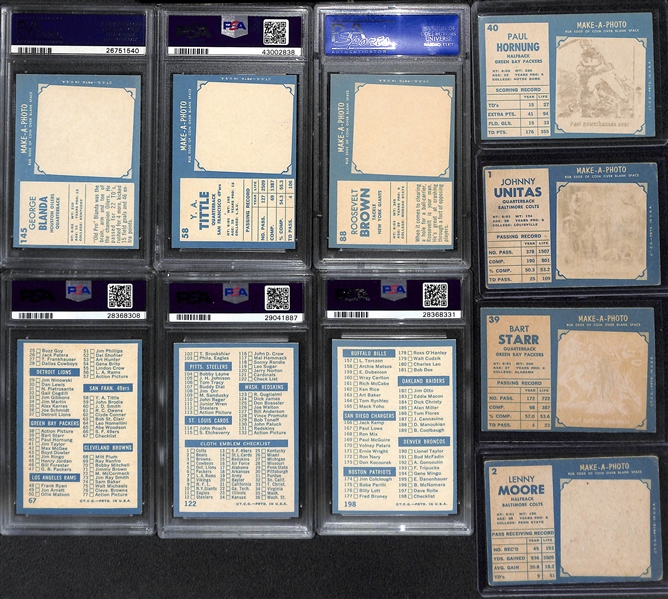 Lot of (60+) 1961 Topps Football w. (20+) PSA Graded Cards Feat. Unitas, Starr, Hornung, Tittle, Blanda and Others 