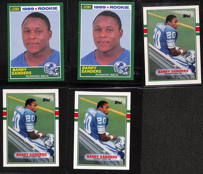 Lot of (19) 1980s Football Rookies w. (2) 1989 Score Barry Sanders, Emmitt Smith, Aikman and More.