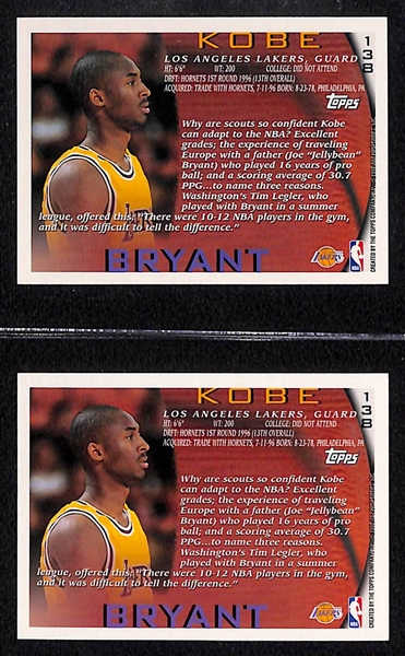 Lot of (2) 1996 Topps # 138 Kobe Bryant Rookie Cards