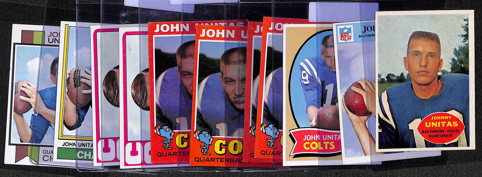 Lot of (11) 1960s and 70s Johnny Unitas Football Cards