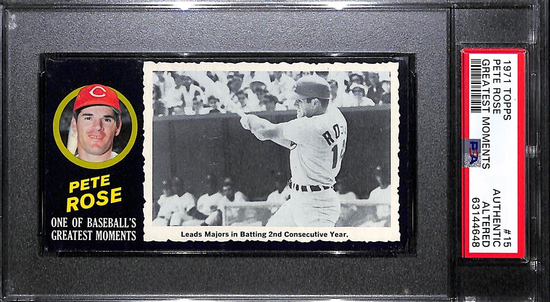 1971 Topps Greatest Moments Pete Rose #15 Graded PSA Authentic/Altered