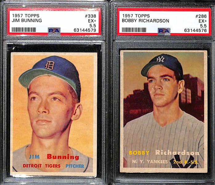 1957 Topps Rookie Lot - Jim Bunning (PSA 5.5) & Bobby Richardson (PSA 5.5)
