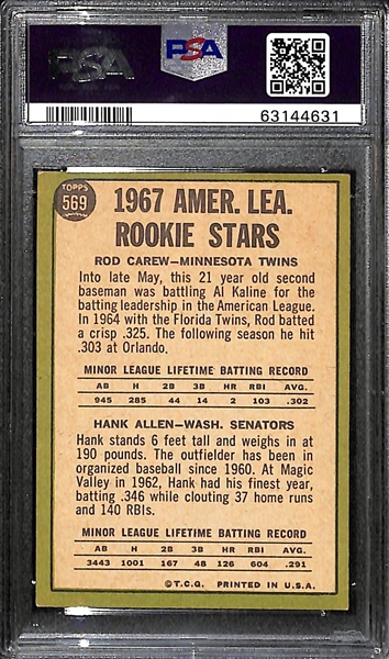 1967 Topps Rod Carew (HOF) #569 Rookie Card Graded PSA 5 EX