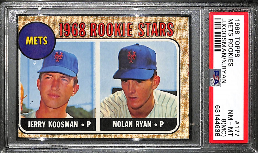 1968 Topps Nolan Ryan (HOF) #177 Rookie Card Graded PSA 8(MC)