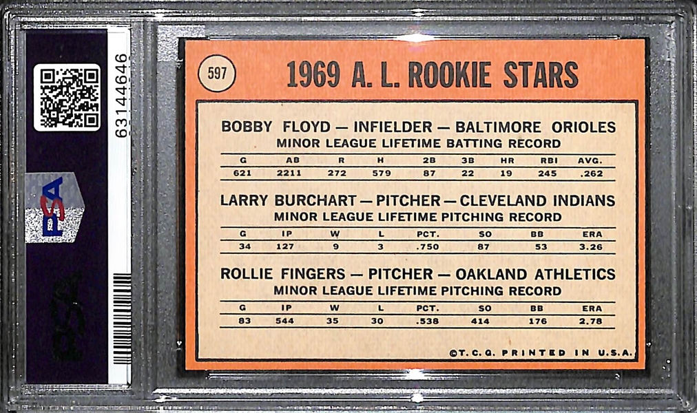 1969 Topps Rollie Fingers (HOF) #597 Rookie Card Graded PSA 8.5 NM-MT+