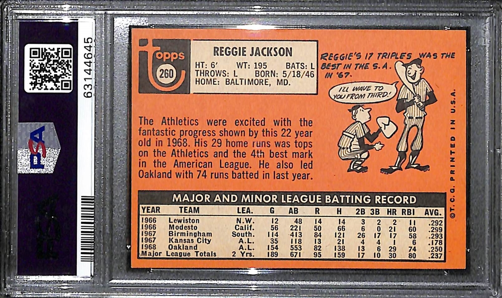 1969 Topps Reggie Jackson (HOF) #260 Rookie Card Graded PSA 7 NM