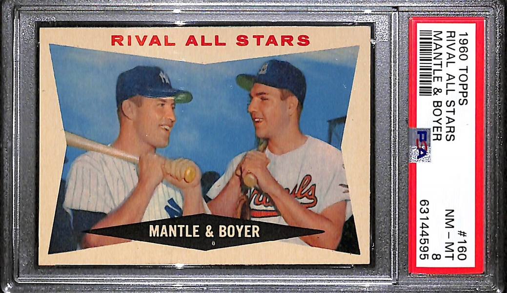 1960 Topps #160 Mickey Mantle & Ken Boyer Rival All-Stars Graded PSA 8 NM-MT