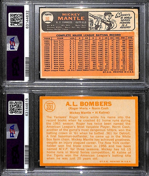 Mickey Mantle Graded Lot - 1966 #50 (PSA 4), 1964 AL Bombers #331 (PSA 5.5)