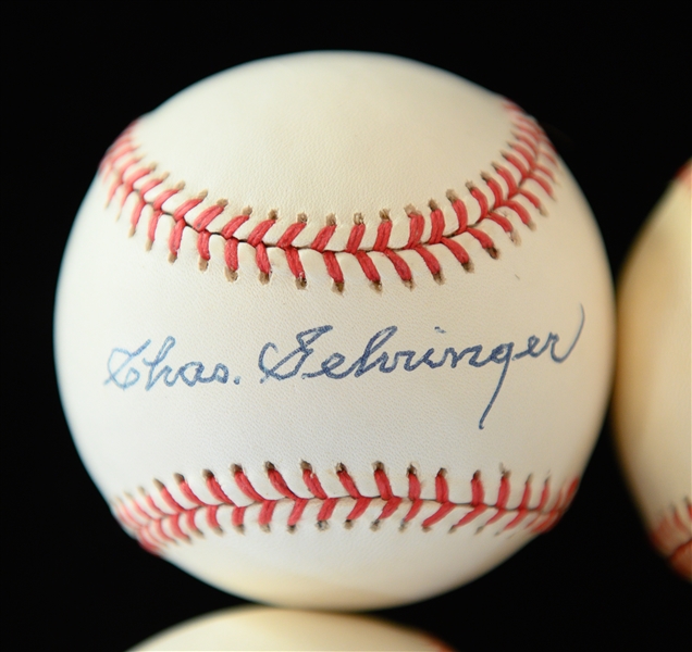 Lot of (4) Signed Baseballs - Bill Dickey, Charlie Gehringer, Johnny Mize, Billy Herman (JSA Auction LOA)