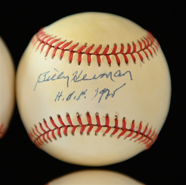 Lot of (4) Signed Baseballs - Bill Dickey, Charlie Gehringer, Johnny Mize, Billy Herman (JSA Auction LOA)