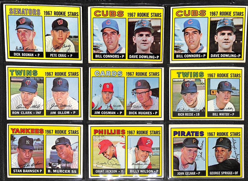 Lot of (144) 1967 Topps Baseball Cards w. Mickey Mantle, Clemente, Mays, Aaron, +