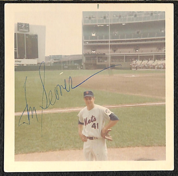 (16) Original 1969 NY Mets 3.5x3.5 Photos - One Signed by Tom Seaver (Other Photos Inc. Ryan, Berra, Hodges) - JSA Auction Letter