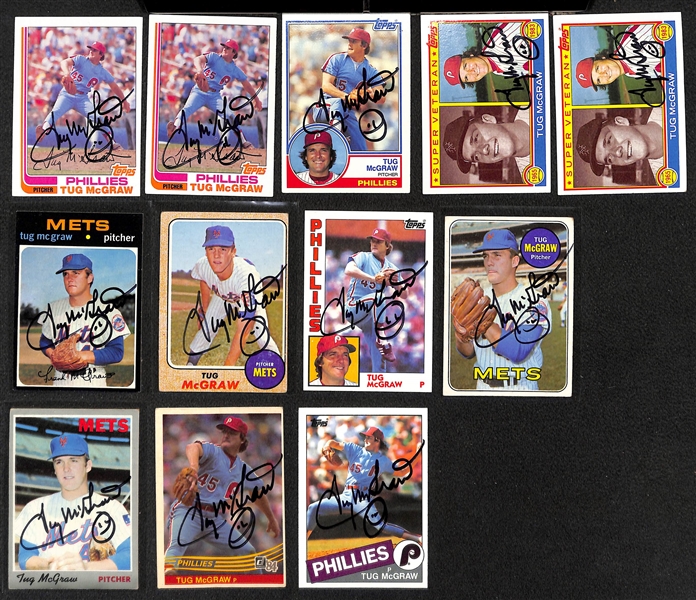 Lot of Over (140) Signed Baseball Cards w. (30) Tug McGraw Signed Cards - Mostly 1970s Topps Cards - JSA Auction Letter