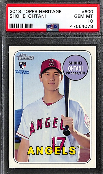 Lot of (3) Shohei Ohtani Cards w. 2018 Heritage Rookie (PSA 10), 2018 Topps Update Debut Rookie (PSA 9), 2019 Topps Chrome Refractor