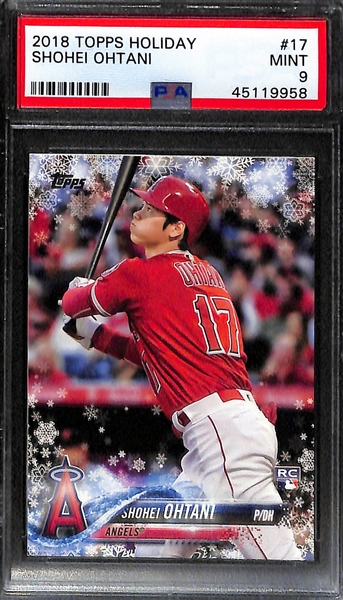 (2) Shohei Ohtani Rookie Cards w. 2018 Topps Now Japanese #432J (PSA 10) and 2018 Topps Holiday #17 (PSA 9)