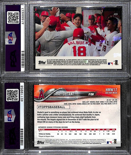 (2) Shohei Ohtani Rookie Cards w. 2018 Topps Now Japanese #432J (PSA 10) and 2018 Topps Holiday #17 (PSA 9)