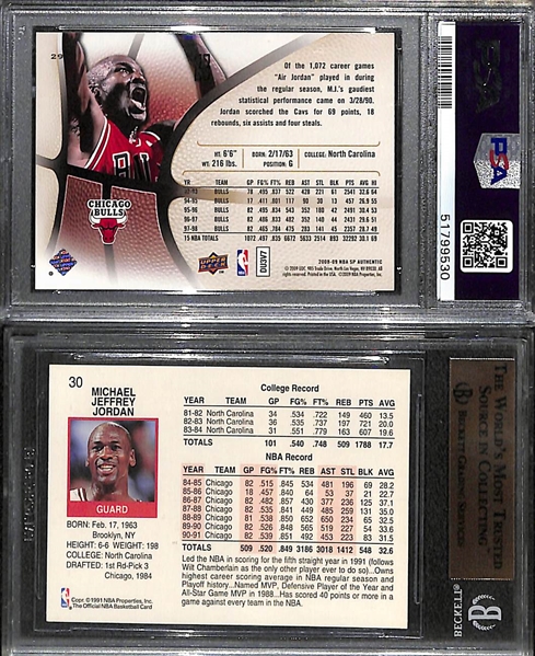 Michael Jordan Gem Mint Graded Lot - 2008 SP Authentic #29 (PSA 10), 1991 Hoops #30 BGS 9.5
