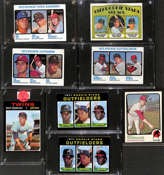 Lot of (8) 1971-73 Topps Baseball Rookies w. Schmidt, Fisk and More!