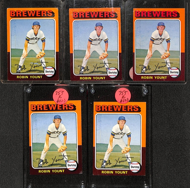 1975 Topps Rookie Lot with (5) George Brett and (5) Robin Yount