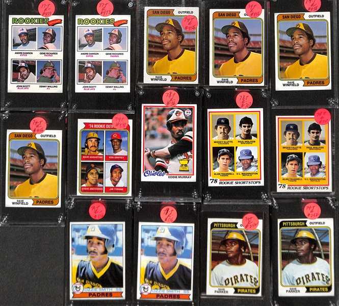 Lot of (14) 1970s Topps Rookie Stars and Hall of Famers w. Murray, Smith, Molitor, Dawson and Others