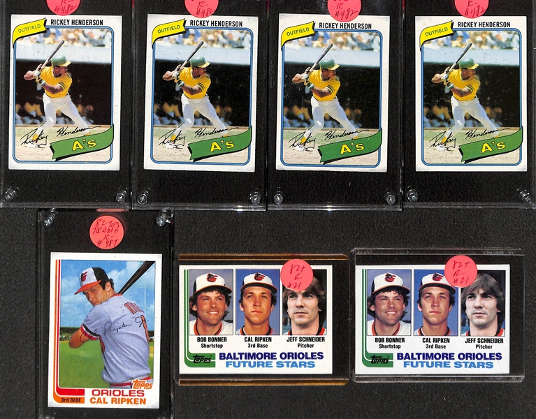 1980s Topps Rookie Hall of Famers w. (3) Cal Ripken and (4) Rickey Henderson