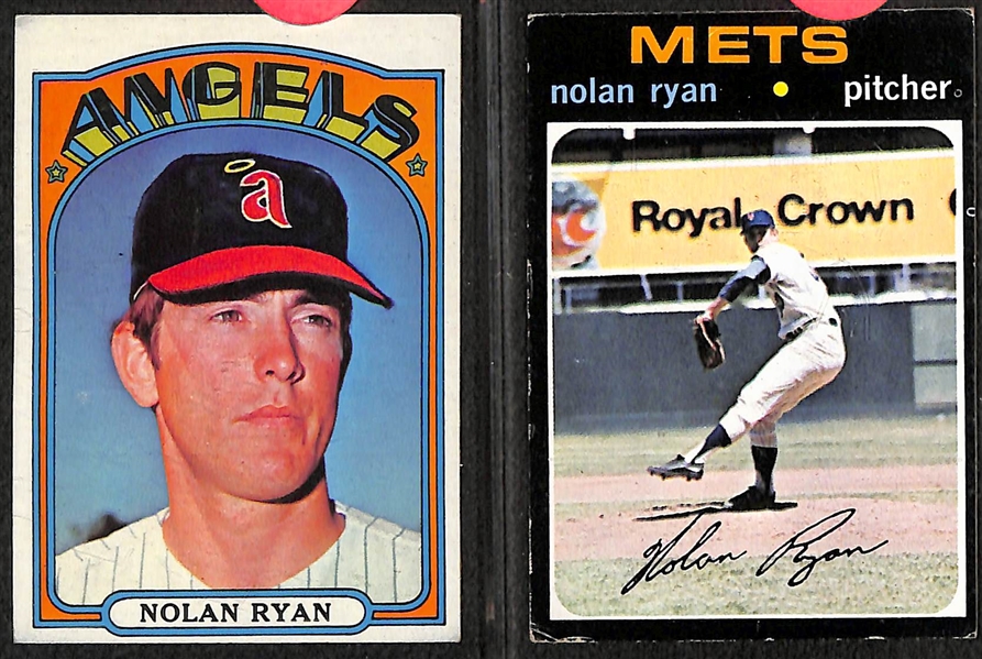 Lot of (10) 1970s Topps Nolan Ryan Baseball Cards