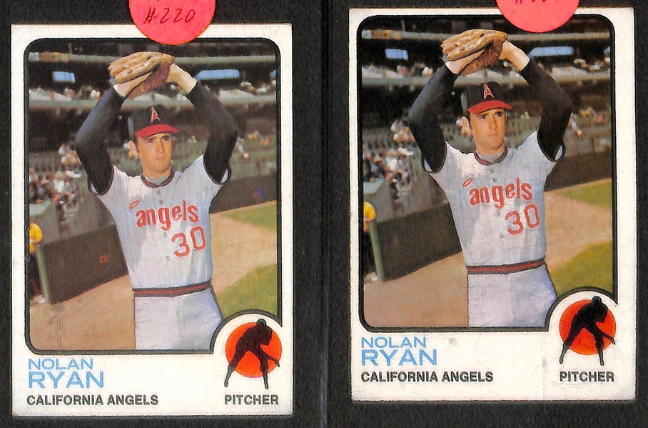 Lot of (10) 1970s Topps Nolan Ryan Baseball Cards