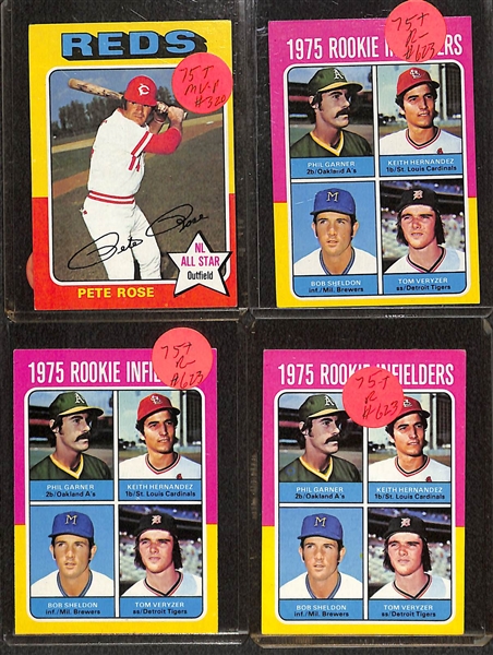 Lot of (150+) 1975 Topps Baseball Cards Feat (3) Gary Carter and (3) Jim Rice Rookies, and Many More Stars