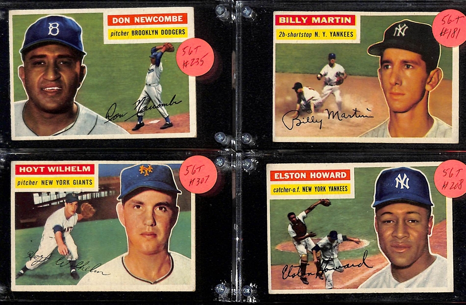 Lot of (200+) 1956 Topps Baseball Cards w. Feller, Killebrew, Reese, Hodges, Slaughter, Aparicio and More 