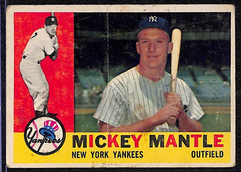 Lot of (5) Vintage Baseball Cards 1953-1960 w. 1960 Topps Mickey Mantle