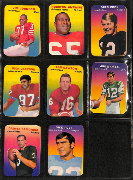 1970 Kellogg's Near Complete Football Set - 57 of 60 Cards - w. Johnny Unitas & OJ Simpson - & 1970 Topps Mini Super 33-Card Complete Set