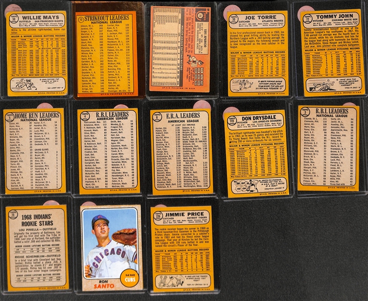 Lot of (18) Mostly 1968 Topps Baseball Cards w. (2) Willie Mays, Yastrzemski, and Others 