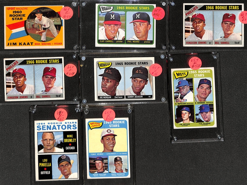 Lot of (8) 1960s Topps Baseball Rookie Star Cards Feat. Niekro, Kaat, Morgan, Perez and Others