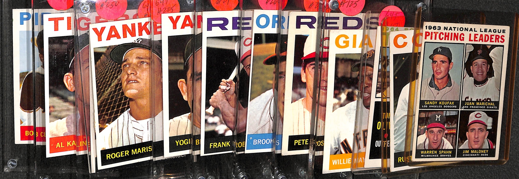 Lot of (12) 1964 Topps Baseball Stars w. Pete Rose, Willie Mays, Roberto Clemente and Others