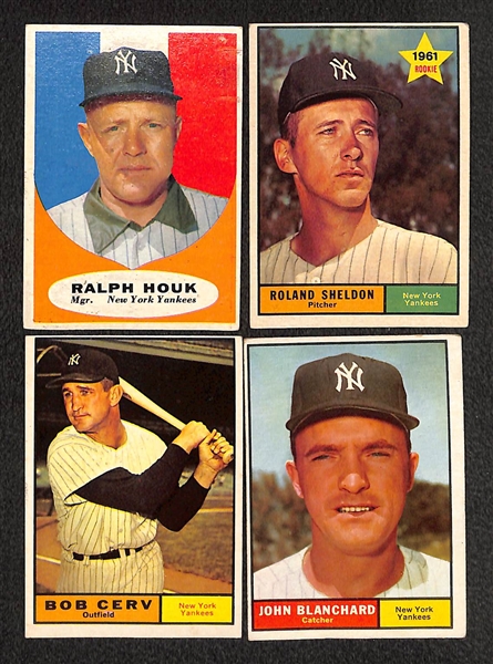 Lot of (27) 1961 Topps Yankee Cards w. Mickey Mantle & Roger Maris 