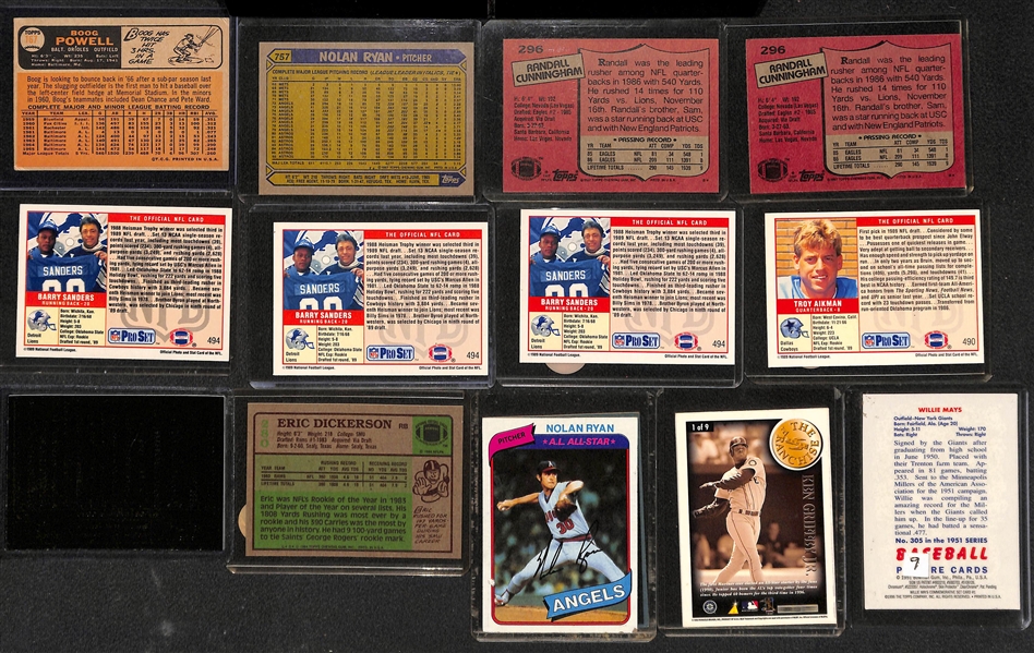 Sports Card Lot (18 Cards) w. Nolan Ryan & Boog Powell Signed Cards (JSA Auction Letter)