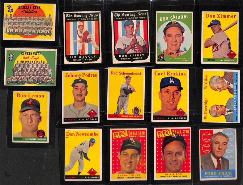 Lot of Over (330) 1958-1959 Topps Baseball Cards (Mostly Commons w. Duplicates)