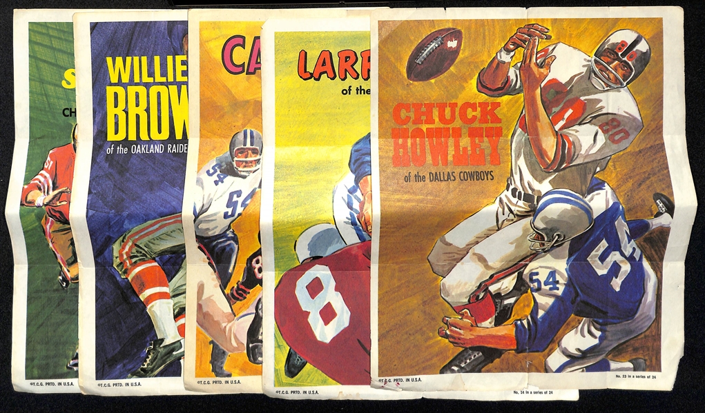 Assorted Football Lot of Topps Insert Cards from Late 1960s - Early 1970s w. 1968 Topps Posters (Starr/Unitas/Hayes/Tarkenton)