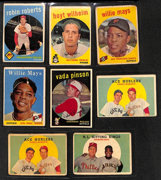 Lot of (350+) 1958 & 1959 Topps Baseball Cards w. 1959 Robin Roberts