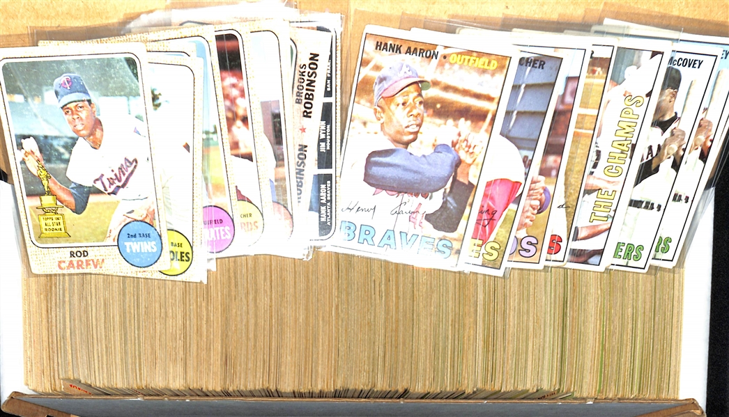 Lot of (600+) 1967 & 1968 Topps Basebal Cards w. 1967 Hank Aaron