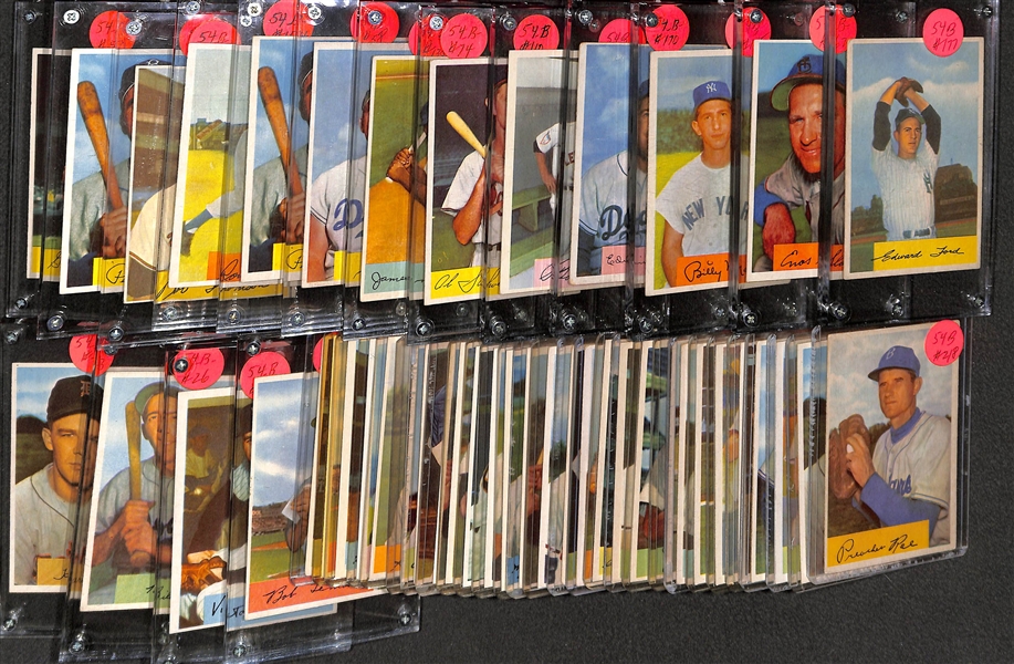Lot of (40+) 1954 Bowman Baseball w. Ford, Slaughter, Marin, Snider, Feller and Many More