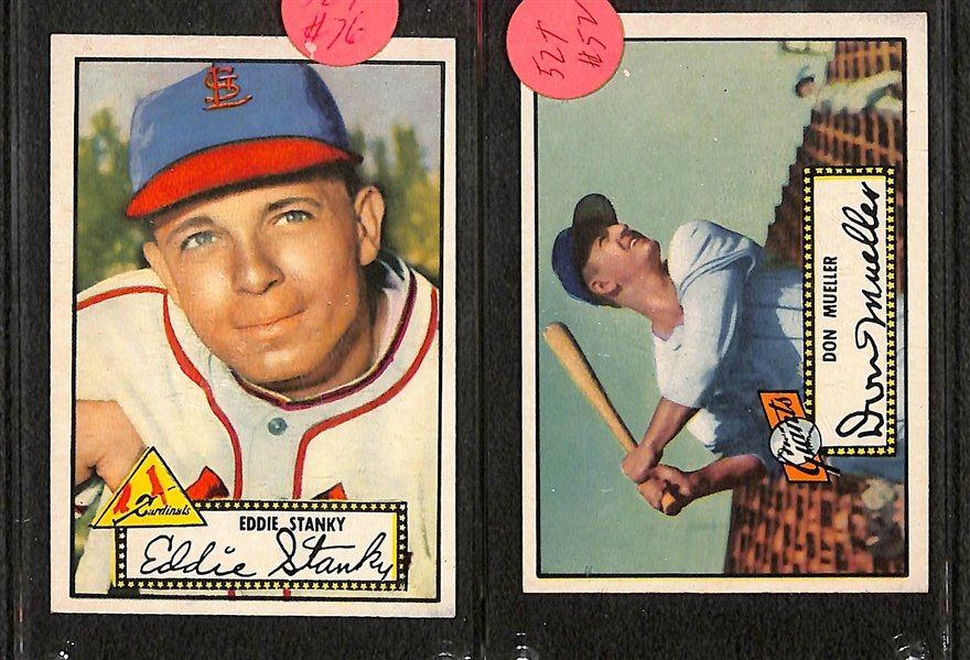 Lot of (10) 1952 Topps Baseball w. (2) Al Rosen, Enos Slaughter, Dom DiMaggio and Others
