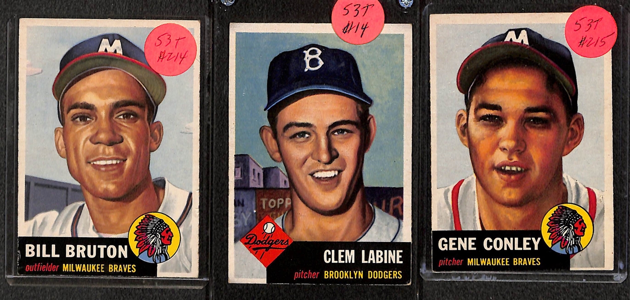 Lot of (19) 1953 Topps Baseball w. Ralph Kiner, Johnny Mize, Pee Wee Reese and Others