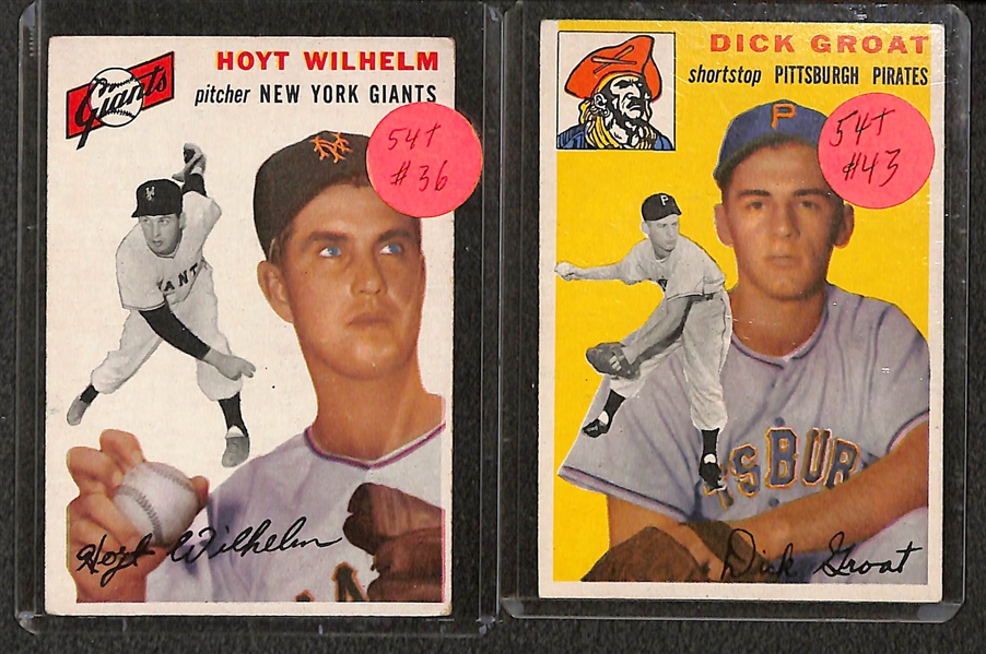 Lot of (17) 1954 Topps Baseball w. Billy Martin, Al Rosen, Dick Groat, Hoyt Wilhelm and Others
