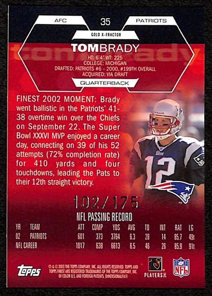 2003 Topps Finest Tom Brady Gold Xfractor #35 Numbered to /175 Graded PSA Authentic