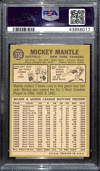 1967 Topps Mickey Mantle # 150 Graded PSA 6